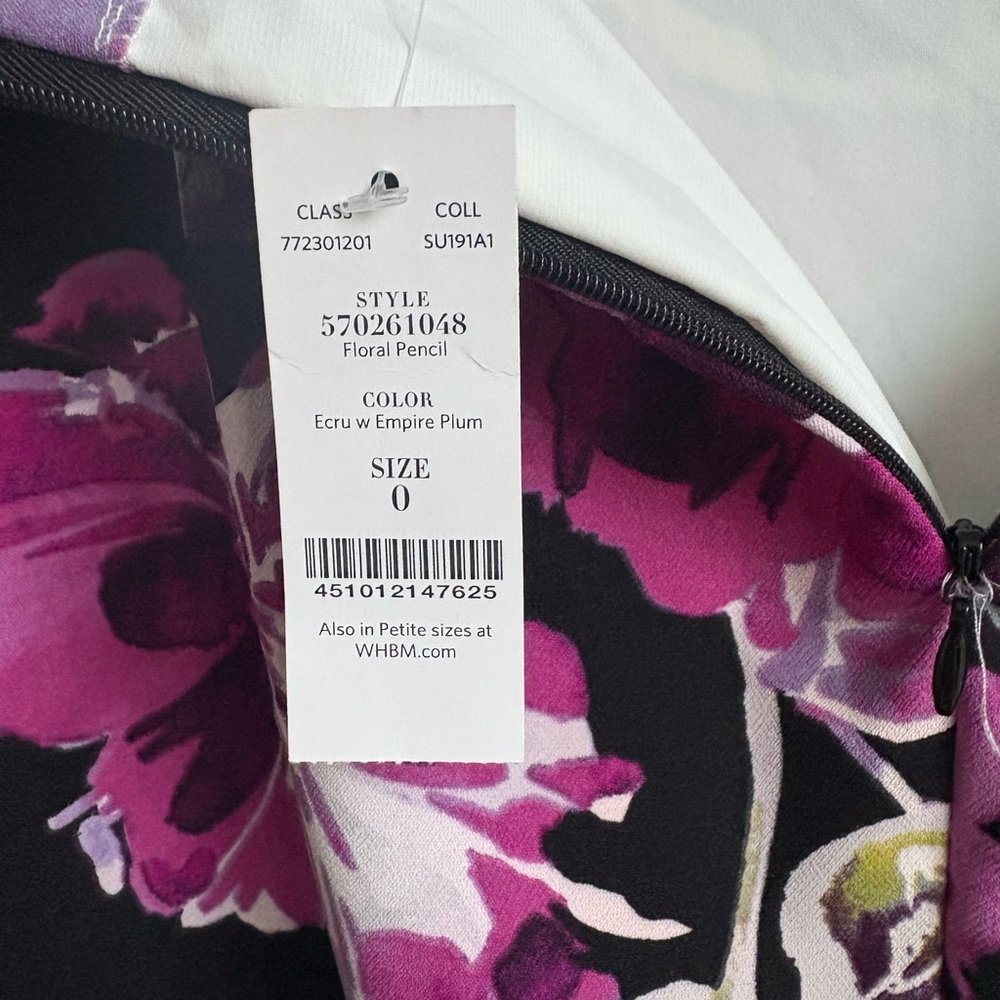White House Black Market Floral Pencil Skirt  Size 0 NEW - Picture 6 of 6